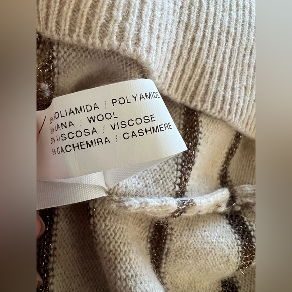 Sita Murt cozy cashmere wool blend cream striped sweater - Picture 7 of 7